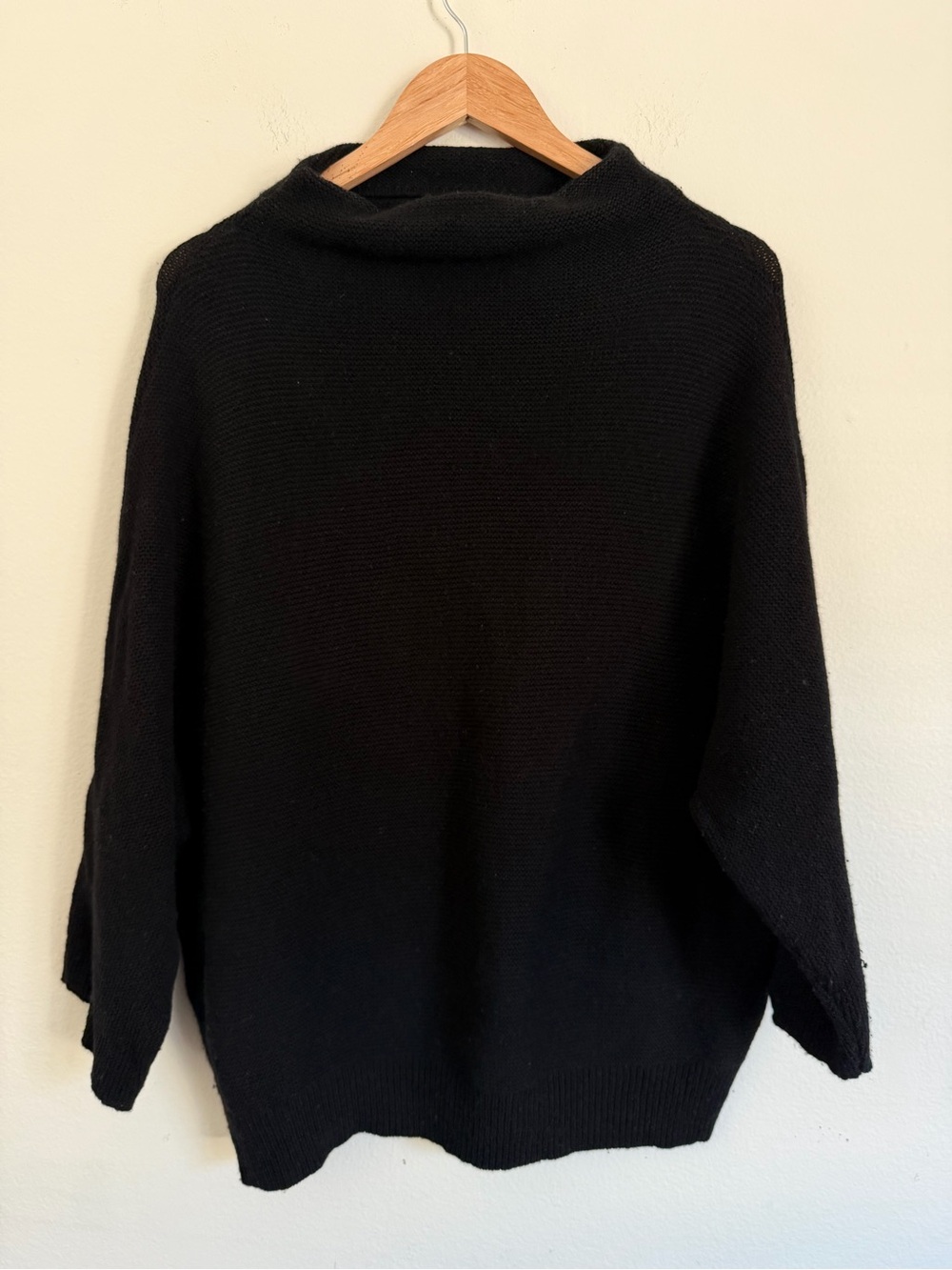 The Reset Wool Cashmere Oversized Mock Funnel Neck Sweater Black L XL Minimalist